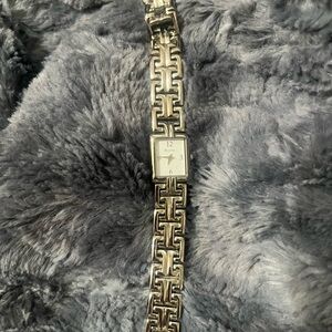 Bulova Silver Watch with Geometric Band